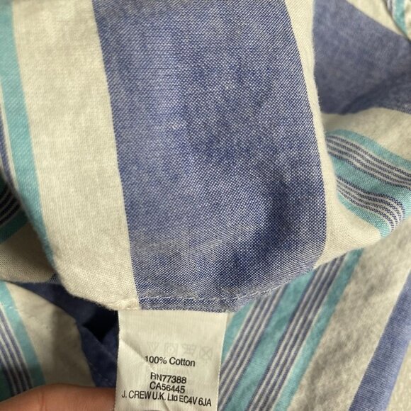 J. CREW Popover Top Womens 4 White Blue Stripe 100% Cotton Collared 1/4 Button - Picture 6 of 7